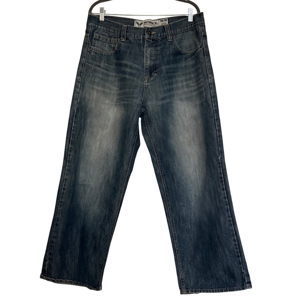 AVIREX 36x30 Bootcut Jeans‎ Men Y2K Faded Wash Flare Leg Denim